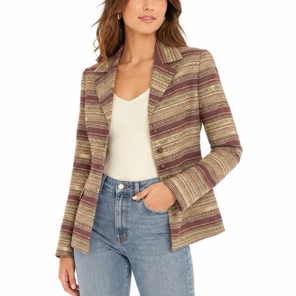 Vintage Kasper 6P Brocade Jaquard Blazer Jacket Career Fall Colors Thanksgiving